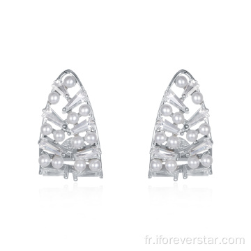 Véritable Perle Silver Bijoux 925 Boucles d&#39;oreilles Sterling